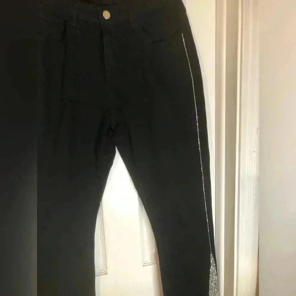 Black Jeans with Silver Large Glitter Detail - Picture 9 of 14